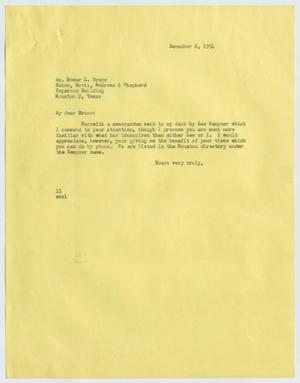 [Letter from I. H. Kempner to Homer L. Bruce, December 6, 1954]