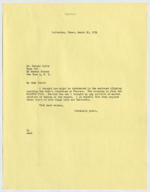 [Letter from I. H. Kempner to Herman Lurie, March 20, 1954]