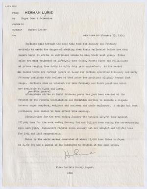 Primary view of object titled '[Letter from Herman Lurie to Imperial Sugar Company, January 15, 1954]'.