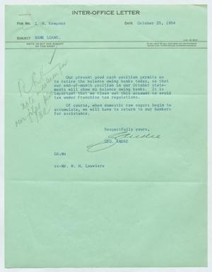 [Inter-Office Letter from George Andre to Isaac Herbert Kempner, October 25, 1954]