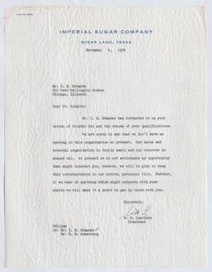 [Letter from W. H. Louviere to C. E. Schafer, November 4, 1954]