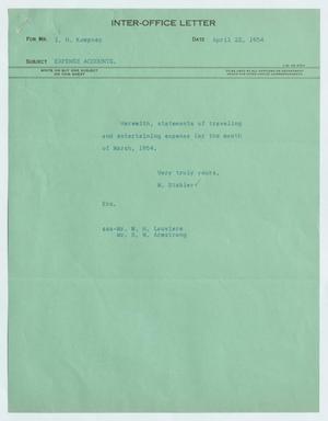 [Inter-Office Letter from Myrtle Stabler to Isaac Herbert Kempner, April 22, 1954]