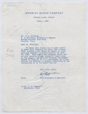Primary view of object titled '[Letter from George Andre to Jay A. Phillips, June 1, 1954]'.