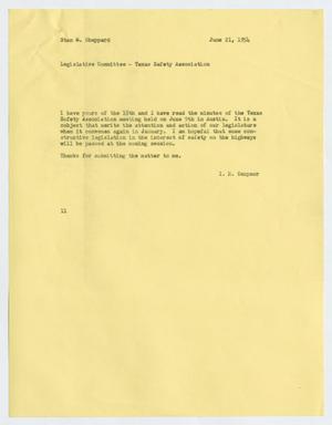 [Letter from Isaac Herbert Kempner to Standford M. Sheppard, June 21, 1954]