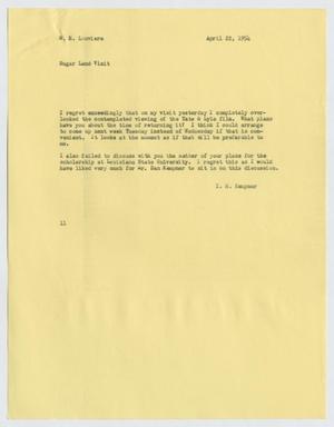 Primary view of object titled '[Letter from Isaac Herbert Kempner to William H. Louviere, April 23, 1954]'.