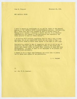 [Letter from Isaac Herbert Kempner to Stan M. Sheppard, November 29, 1954]