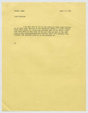 Primary view of object titled '[Letter from Isaac Herbert Kempner to George Andre, April 17, 1954]'.