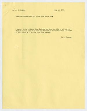 [Letter from Isaac Herbert Kempner to J. Margaret Sutton, May 13, 1954]