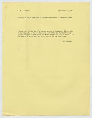 Primary view of object titled '[Letter from I. H. Kempner to W. H. Louviere, September 10, 1954]'.