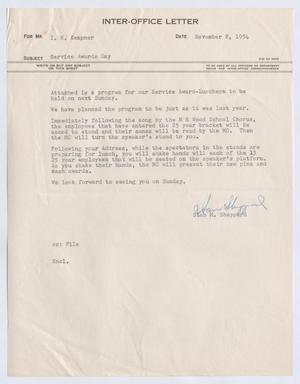 [Inter-Office Letter from Stanford M. Sheppard to I. H. Kempner, November 8, 1954]