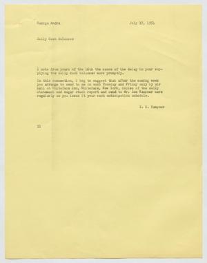 [Letter from Isaac Herbert Kempner to George Andre, July 17, 1954]