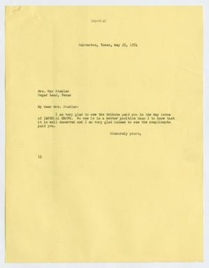[Letter from Isaac Herbert Kempner to Mrs. Stabler, May 25, 1954]