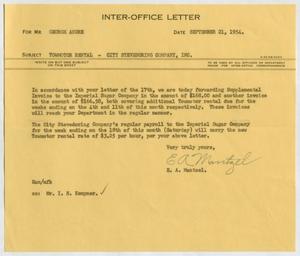 [Inter-Office Letter from E. A. Mantzel to George Andre, September 21, 1954]