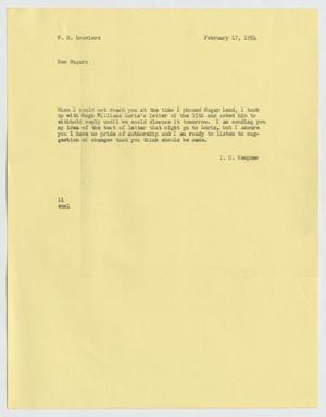 [Letter from Isaac Herbert Kempner to William H. Louviere, February 17, 1954]