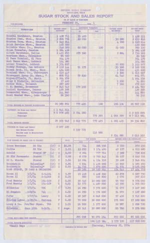 [Imperial Sugar Company, Sugar Stock and Sales Report, February 25, 1954]