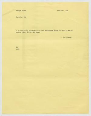 [Letter from Isaac Herbert Kempner to George Andre, June 26, 1954]