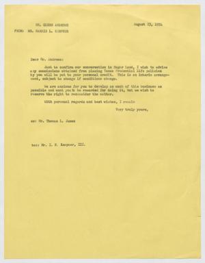Primary view of object titled '[Letter from Harris L. Kempner to Glenn Andrews, August 23, 1954]'.