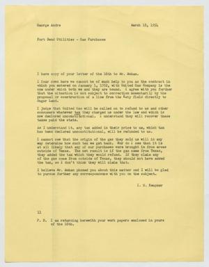 [Letter from Isaac Herbert Kempner to George Andre, March 18, 1954]