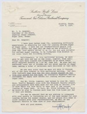 [Letter from Major E. A. Craft to Isaac Herbert Kempner, June 8, 1954]