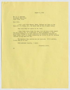 [Letter from Harris Leon Kempner to William H. Louviere, August 6, 1954]