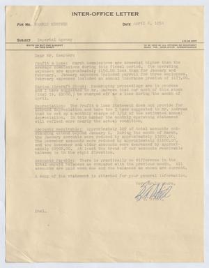 [Inter-Office Letter from Gus A. Stirl to Harris Leon Kempner, April 6, 1954]