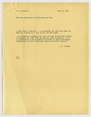 [Letter from Isaac Herbert Kempner to William H. Louviere, March 6, 1954]