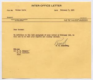 [Letter from Robert Markle Armstrong to Herman Lurie, February 8, 1954]
