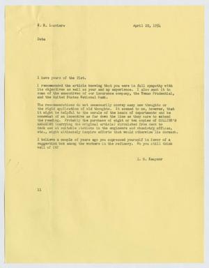 [Letter from Isaac Herbert Kempner to William H. Louviere, April 22, 1954]