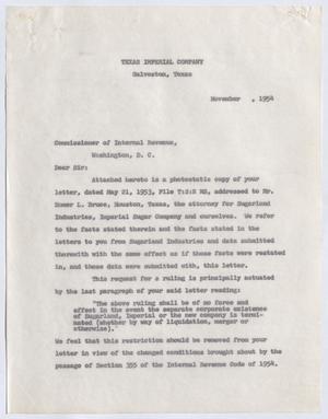 [Texas Imperial Company Memorandum, November 1954]