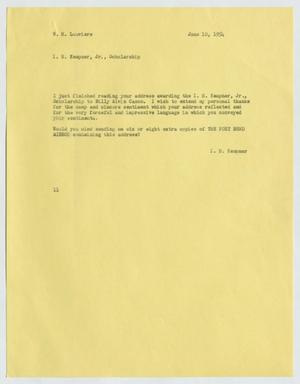 [Letter from I. H. Kempner to W. H. Louviere, June 10, 1954]