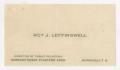 Thumbnail image of item number 1 in: '[Business Card for Roy J. Leffingwell]'.