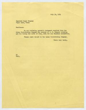 [Letter from A. H. Blackshear Jr. to the Imperial Sugar Company, July 30, 1954]
