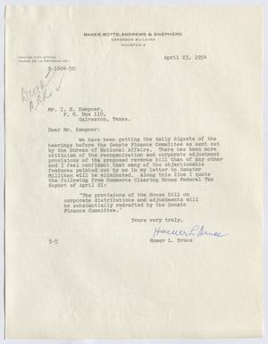 [Letter from Homer L. Bruce to I. H. Kempner, April 23, 1954]