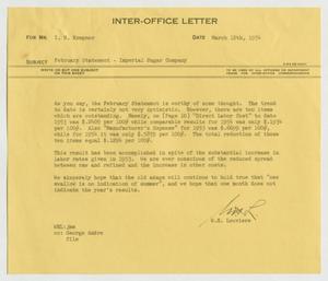 [Letter from William H. Louviere to Isaac Herbert Kempner, March 12, 1954]