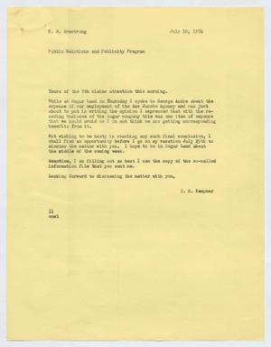 [Letter from Isaac Herbert Kempner to Robert Markle Armstrong, July 10, 1954]