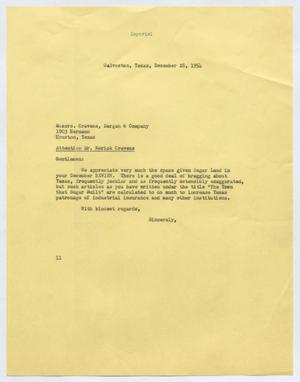 [Letter from Isaac Herbert Kempner to Rorick Cravens, December 28, 1954]