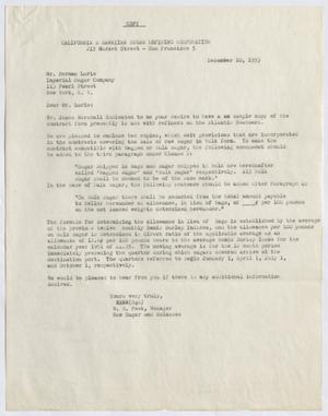 [Letter from W. H. Peek to Herman Lurie, December 10, 1953]