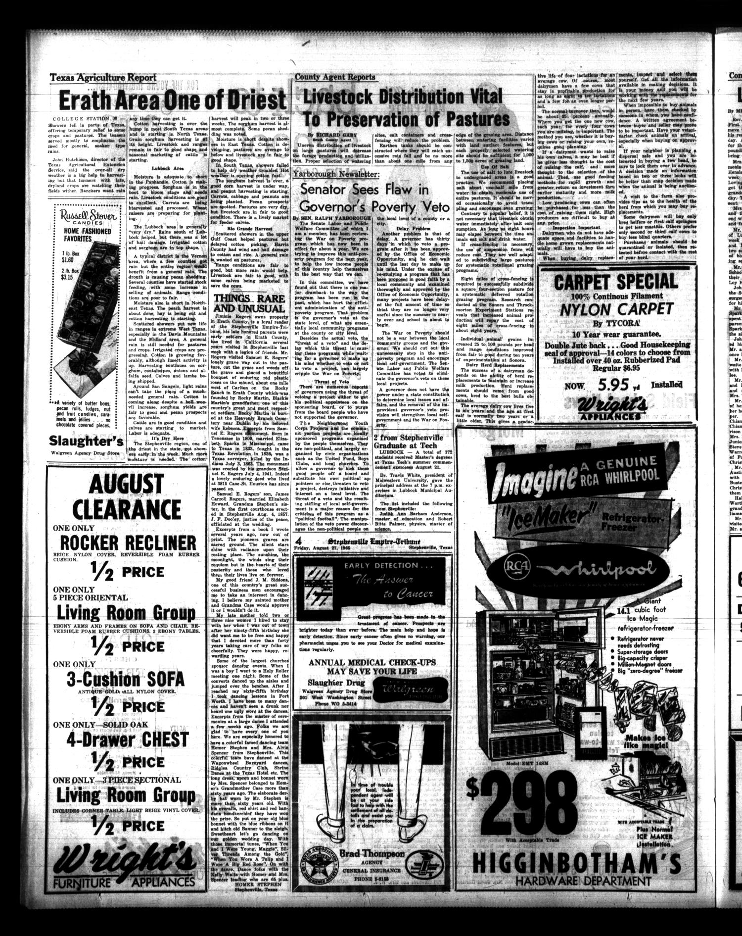 Stephenville Empire-Tribune (Stephenville, Tex.), Vol. 95, No. 34, Ed. 1 Friday, August 27, 1965
                                                
                                                    [Sequence #]: 4 of 16
                                                