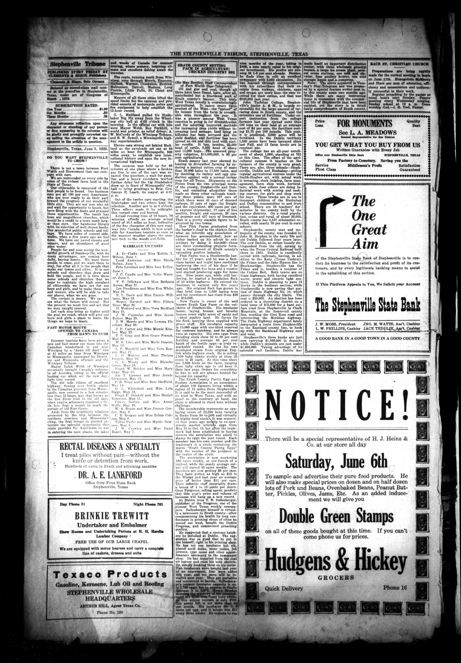 Stephenville Tribune (Stephenville, Tex.), Vol. 33, No. 24, Ed. 1 Friday, June 5, 1925
                                                
                                                    [Sequence #]: 4 of 8
                                                