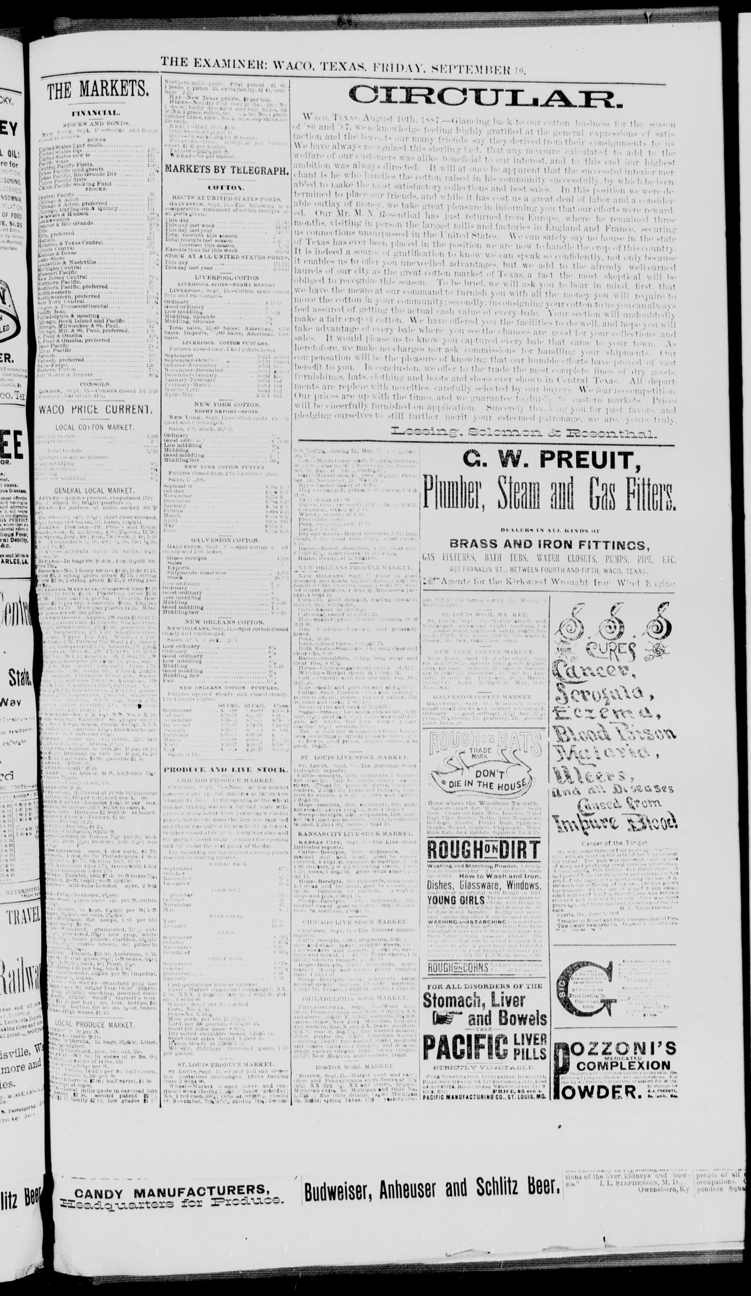 Waco Daily Examiner. (Waco, Tex.), Vol. 20, No. 259, Ed. 1, Friday, September 16, 1887
                                                
                                                    [Sequence #]: 7 of 8
                                                