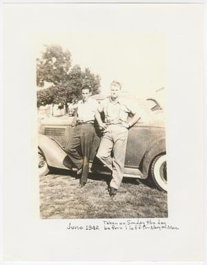 Primary view of object titled '[Photograph of Jim Cate with Friend]'.