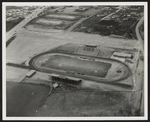 Primary view of object titled '[Aerial View of Original Birdville Stadium]'.