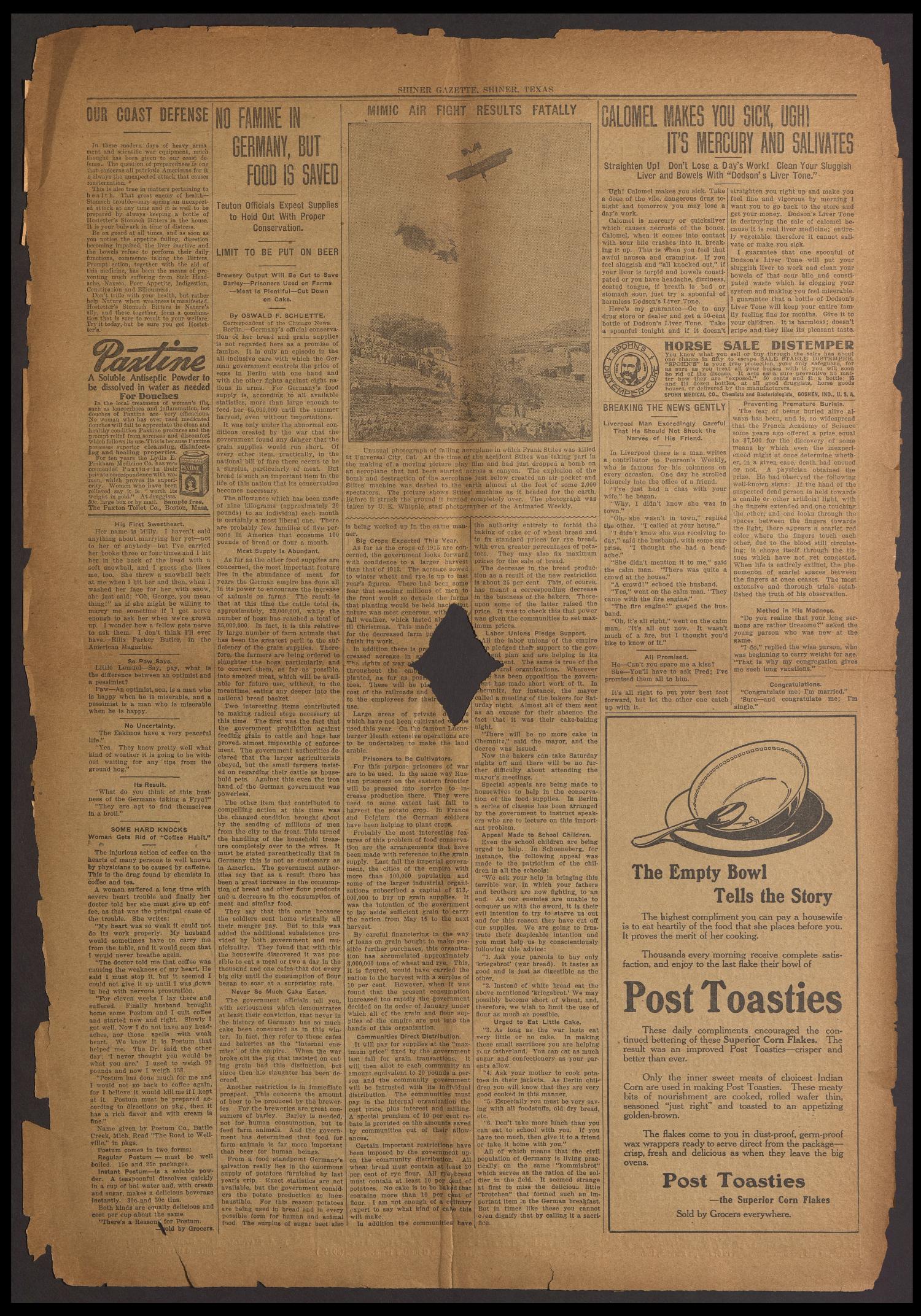 Shiner Gazette (Shiner, Tex.), Vol. 22, No. 30, Ed. 1 Thursday, April 8, 1915
                                                
                                                    [Sequence #]: 2 of 12
                                                