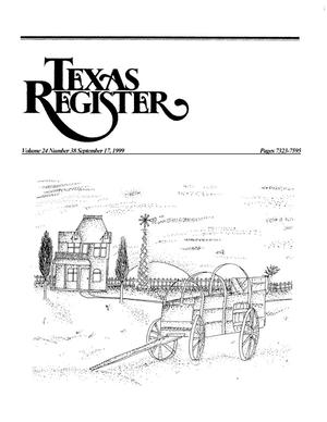 Primary view of object titled 'Texas Register, Volume 24, Number 38, Pages [7322-7980], September 17, 1999'.