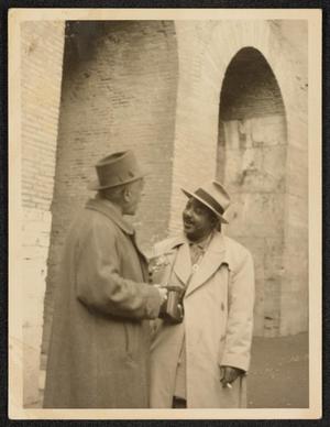 Unidentified man conversing with Charlie Shavers