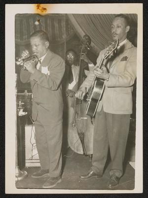 Primary view of object titled 'Roy Eldridge with guitarist and bassist'.