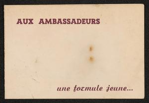 Primary view of object titled 'Advertisement for Roy Eldridge at Cafe des Ambassadeurs'.
