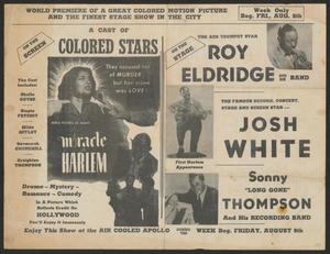Primary view of object titled 'Advertisement for Roy Eldridge at the Apollo Theater in Harlem'.