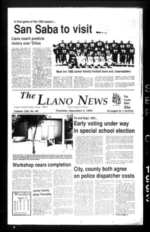 Primary view of object titled 'The Llano News (Llano, Tex.), Vol. 105, No. 46, Ed. 1 Thursday, September 2, 1993'.