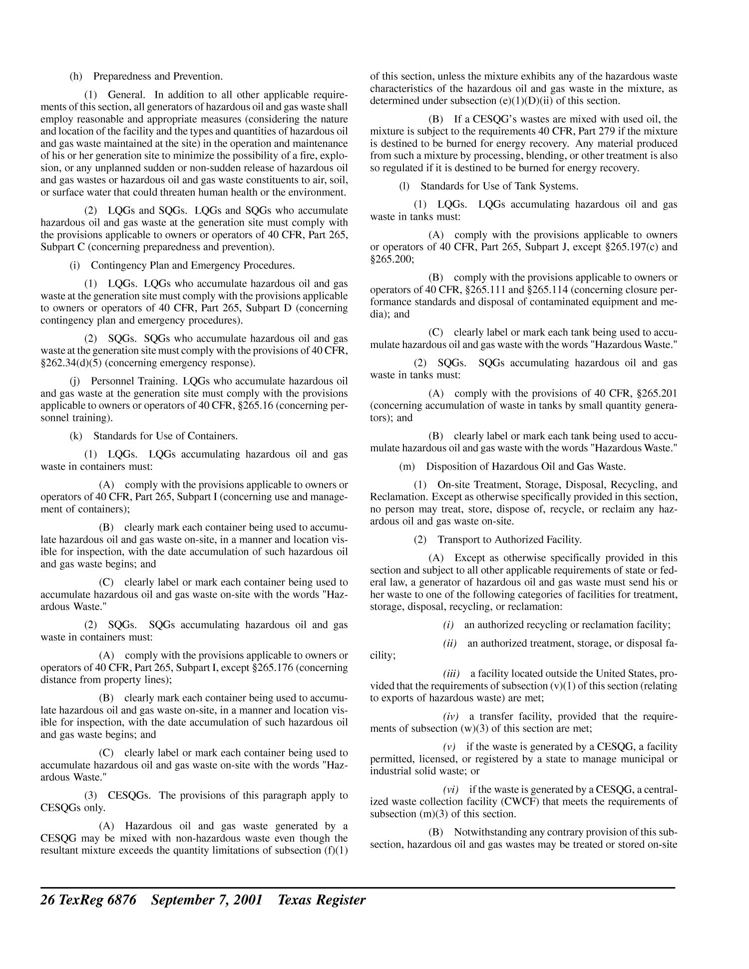 Texas Register, Volume 26, Number 36, Pages 6803-7008, September 7, 2001
                                                
                                                    6876
                                                